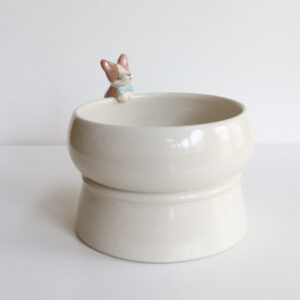 Corgi Brown Bow Tie Standing Dog Bowl