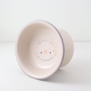 White Cat Standing Dog Bowl