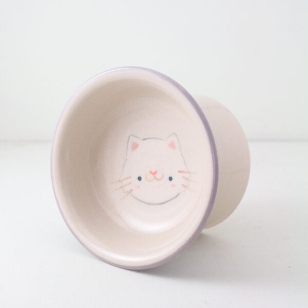 White Cat Standing Dog Bowl