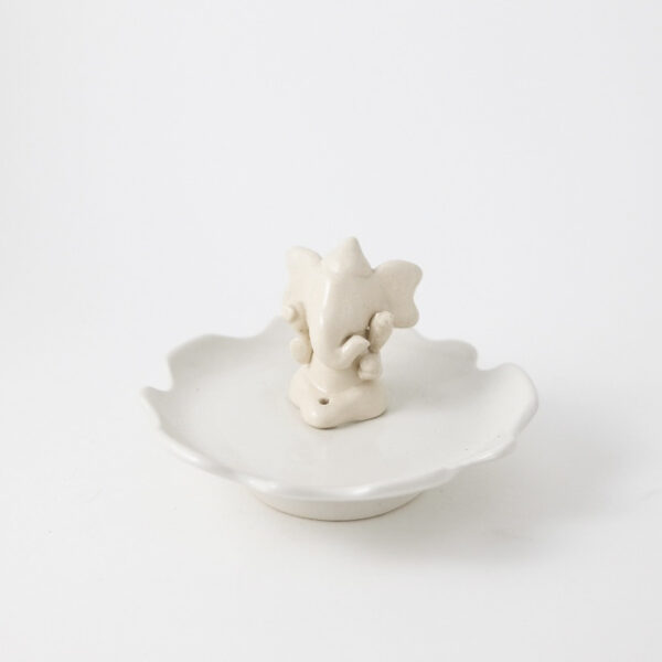 Ganesha White Flower Incense Stick Holder