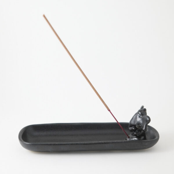 Ganesha Black Rectangle Tray Incense Stick Holder - Image 2