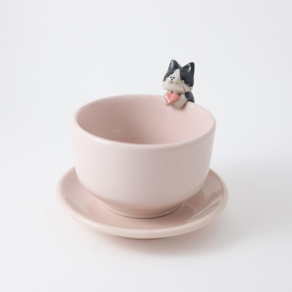 Black & White cat Cup & Saucer