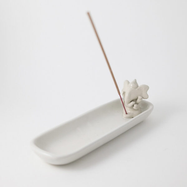 Ganesha White Rectangle Tray Incense Stick Holder