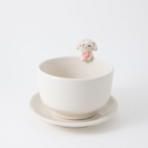 White Dog Cup & Saucer